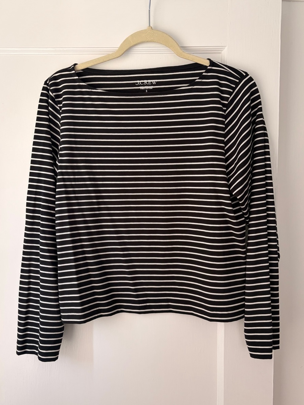 J.Crew Pima cotton long-sleeve T-shirt in black & white stripe